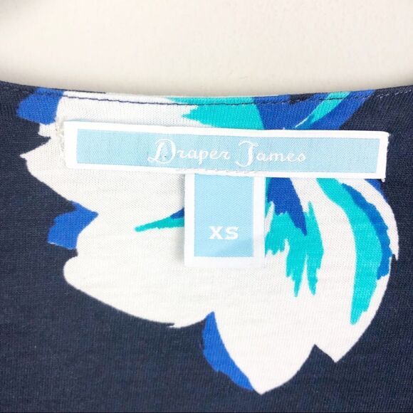 DRAPER JAMES | Floral Knot Wrap Tie Dress Navy Blue XS - Picture 6 of 10